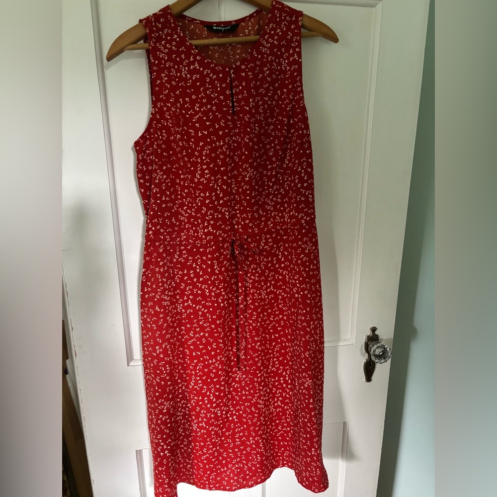Red Sleeveless Dress with Floral Print